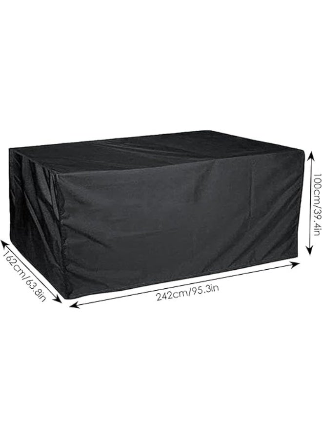 Garden Furniture Covers Waterproof 242x162x100cm, Patio Table & Outdoor Sofa Set Covers, 420D Oxford Fabric, Black - Image 2